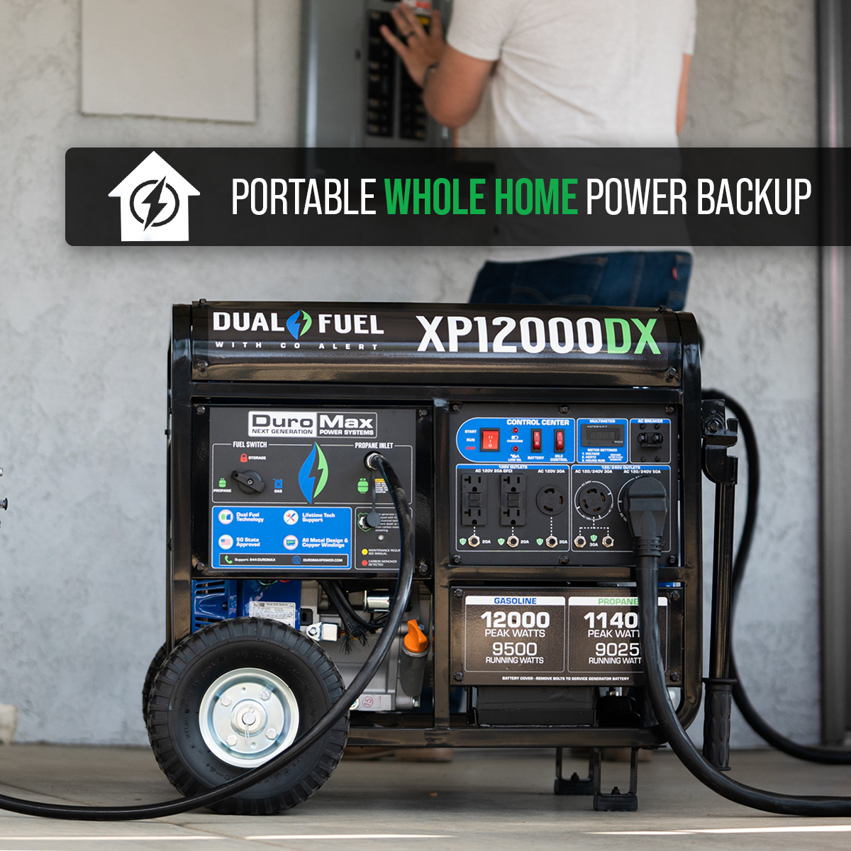Dual Fuel Generators DuroMax XP12000DX 12,000 Watt Dual Fuel Gas Propane Portable Generator W/ CO Alert 8 Dual Fuel Generators DuroMax XP12000DX 12,000 Watt Dual Fuel Gas Propane Portable Generator W/ CO Alert