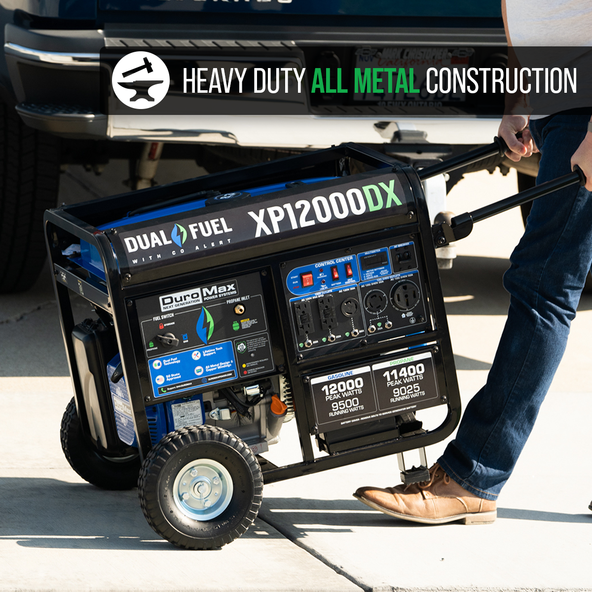 Dual Fuel Generators DuroMax XP12000DX 12,000 Watt Dual Fuel Gas Propane Portable Generator W/ CO Alert 11 Dual Fuel Generators DuroMax XP12000DX 12,000 Watt Dual Fuel Gas Propane Portable Generator W/ CO Alert