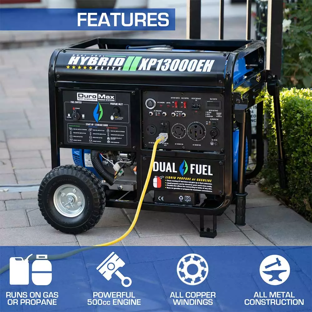 Dual Fuel Generators DuroMax XP13000EH 13,000 Watt Portable Dual Fuel Gas Propane Generator 4 Dual Fuel Generators DuroMax XP13000EH 13,000 Watt Portable Dual Fuel Gas Propane Generator