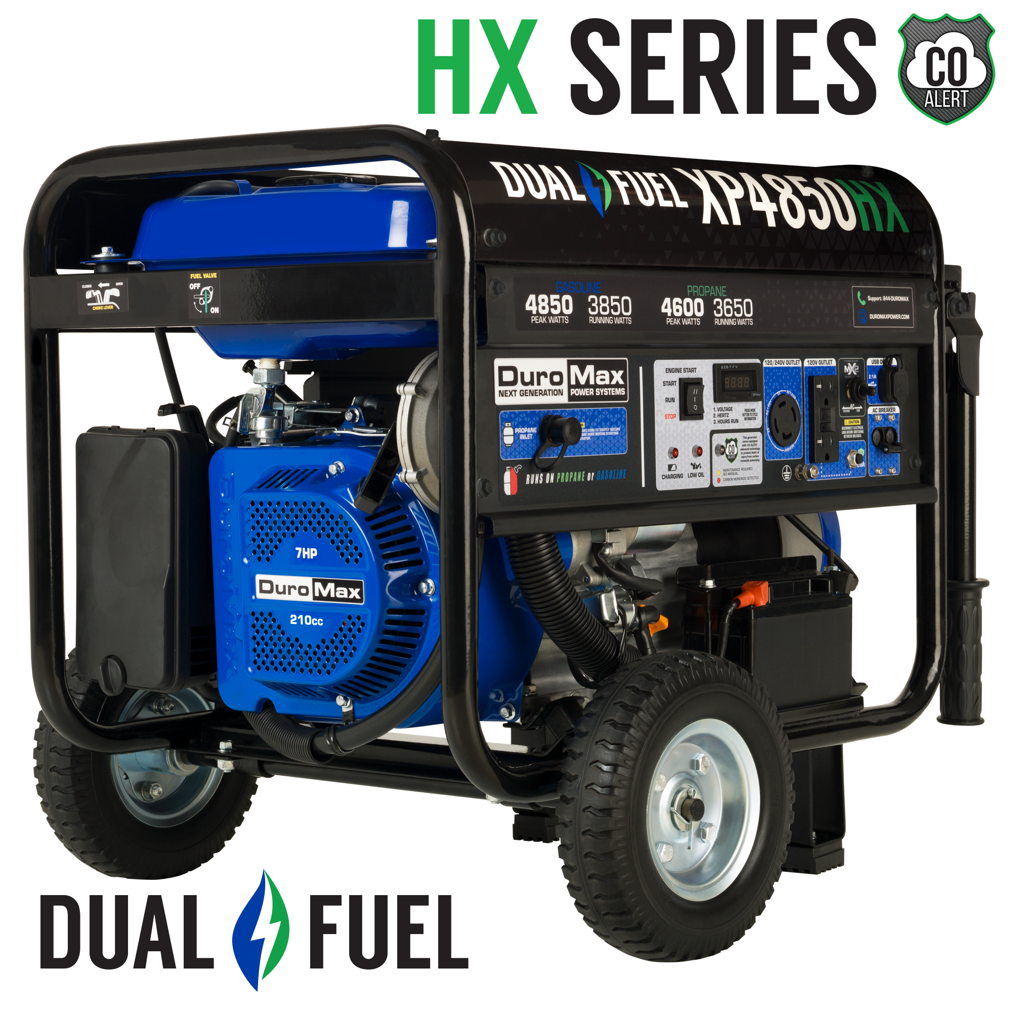 DuroMax XP4850HX 4,850 Watt Portable Dual Fuel Gas Propane CO Alert Generator Gasoline Generators 4 DuroMax XP4850HX 4,850 Watt Portable Dual Fuel Gas Propane CO Alert Generator Gasoline Generators