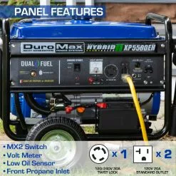 DuroMax XP5500EH 5,500 Watt Portable Dual Fuel Gas Propane Powered Generator