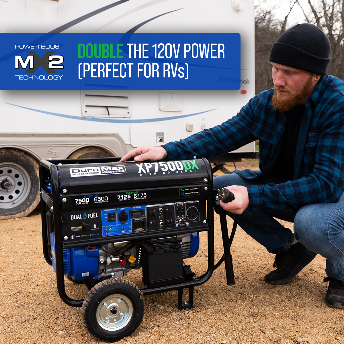 DuroMax XP7500DX 7,500 Watt Dual Fuel Gas Propane Portable Generator W/ CO Alert Dual Fuel Generators 8 DuroMax XP7500DX 7,500 Watt Dual Fuel Gas Propane Portable Generator W/ CO Alert Dual Fuel Generators