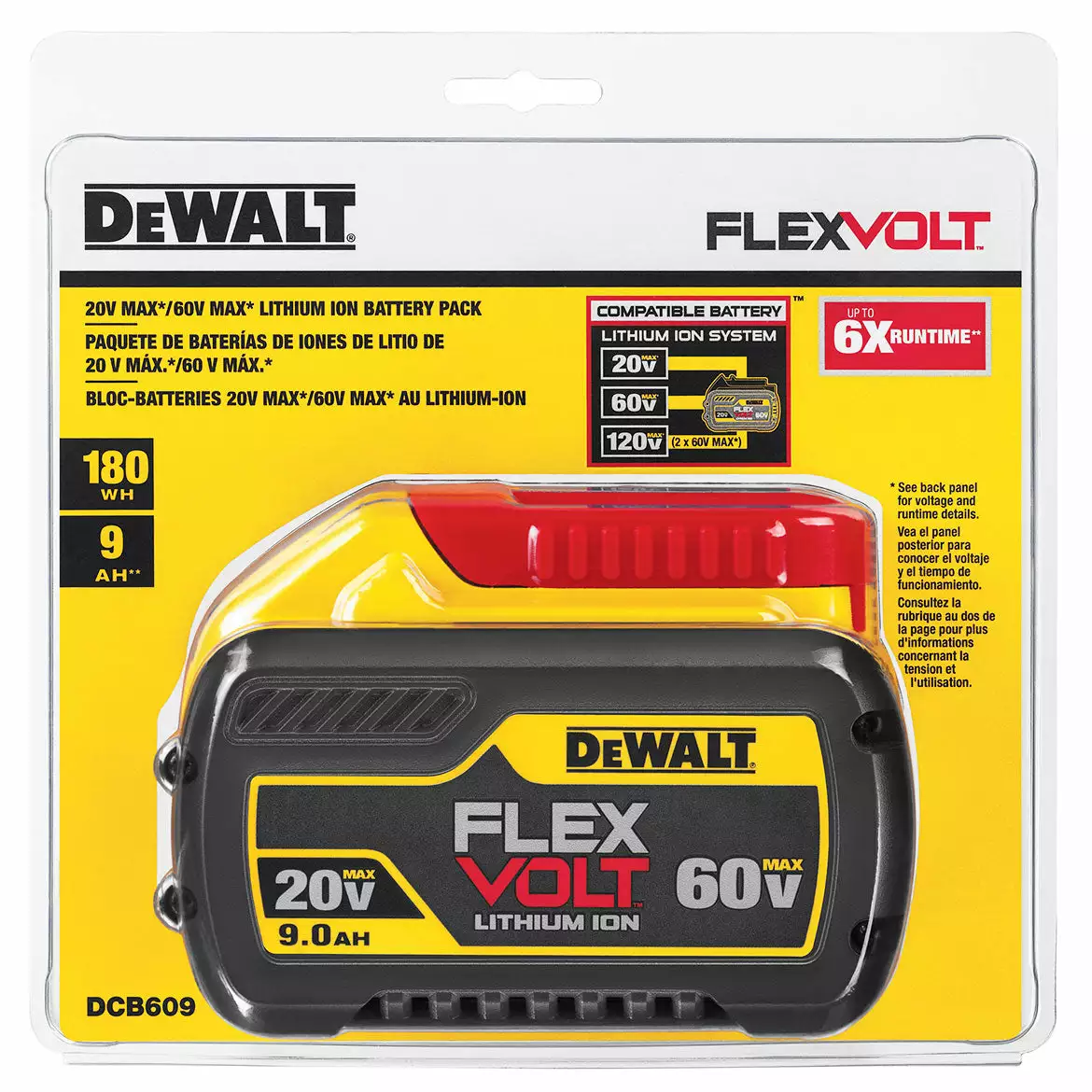 DeWALT DCB609 20/60V 9.0Ah MAX FLEXVOLT Lithium-Ion Battery 10 DeWALT DCB609 20/60V 9.0Ah MAX FLEXVOLT Lithium-Ion Battery