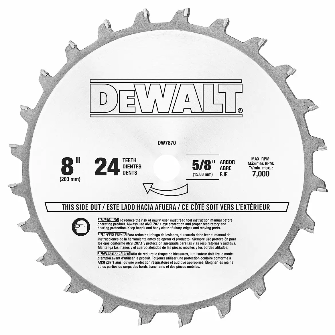 Power Tools DeWALT DW7670 8" 24 Carbide Teeth Stacked Dado Set 4 Power Tools DeWALT DW7670 8" 24 Carbide Teeth Stacked Dado Set