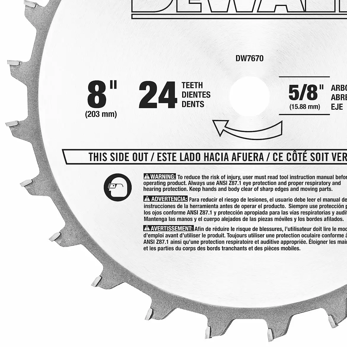 Power Tools DeWALT DW7670 8" 24 Carbide Teeth Stacked Dado Set 5 Power Tools DeWALT DW7670 8" 24 Carbide Teeth Stacked Dado Set