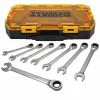 DeWALT DWMT74734 Metric Full Polish Ratcheting Combination Wrench Set - 8pc Tools & Equipment