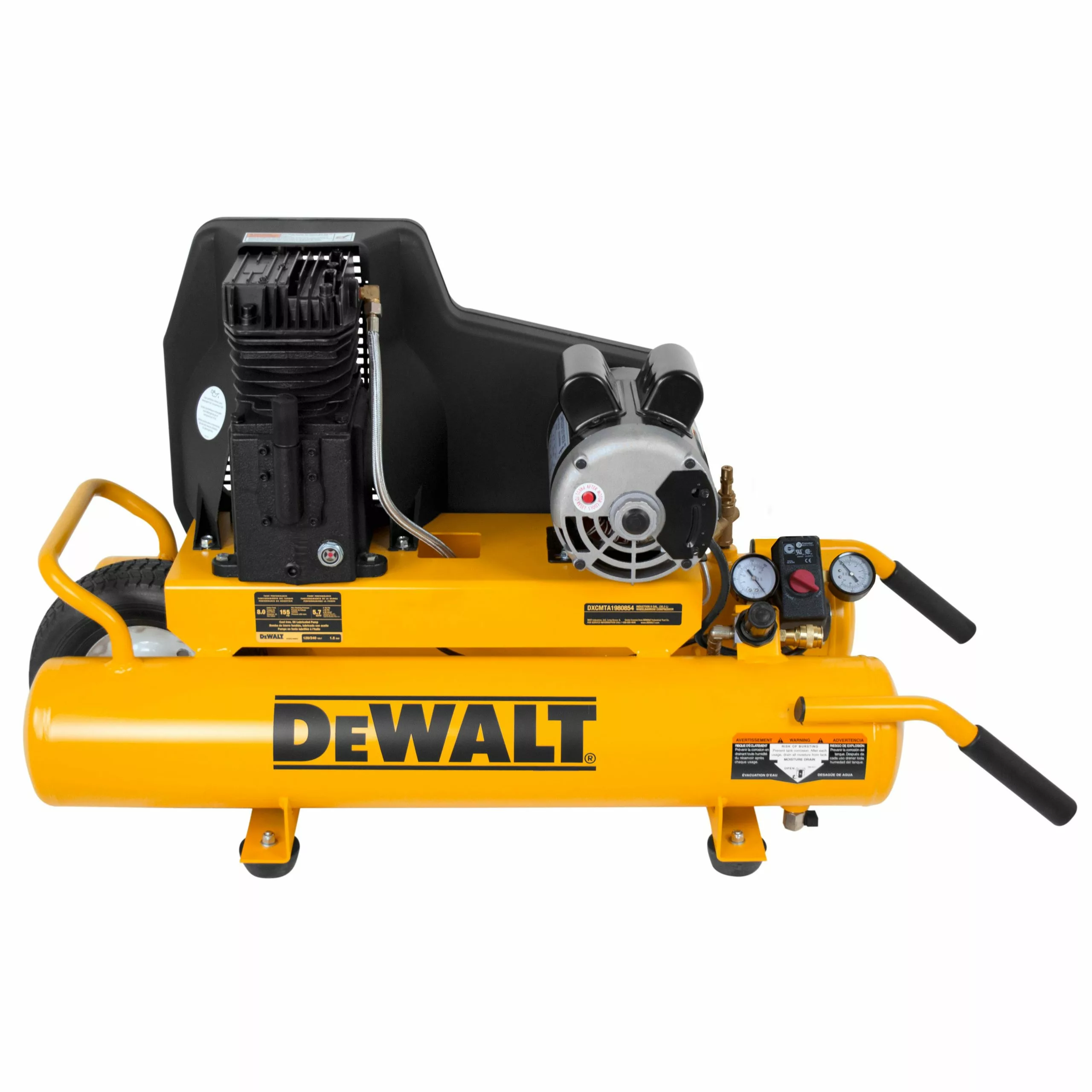 DeWALT DXCMTA1980854 1.9-HP 8gl Dual Voltage Wheelbarrow Air Compressor 1-Phase 3 DeWALT DXCMTA1980854 1.9-HP 8gl Dual Voltage Wheelbarrow Air Compressor 1-Phase