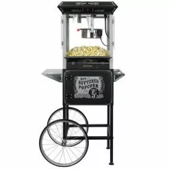 FunTime FT860CB 8oz Premium Black Popcorn Popper Machine Maker Cart Vintage Home Goods