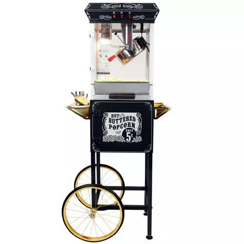 FunTime FT862CBG 8oz Black Popcorn Popper Machine Maker Cart Vintage Style 12 FunTime FT862CBG 8oz Black Popcorn Popper Machine Maker Cart Vintage Style