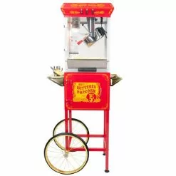 FunTime FT862CR 8oz Red Popcorn Popper Machine Maker Cart Vintage Style