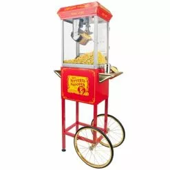 FunTime FT862CR 8oz Red Popcorn Popper Machine Maker Cart Vintage Style