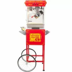 Home Goods FunTime FT862CRS 8oz Red Popcorn Popper Machine Maker Cart Vintage Style