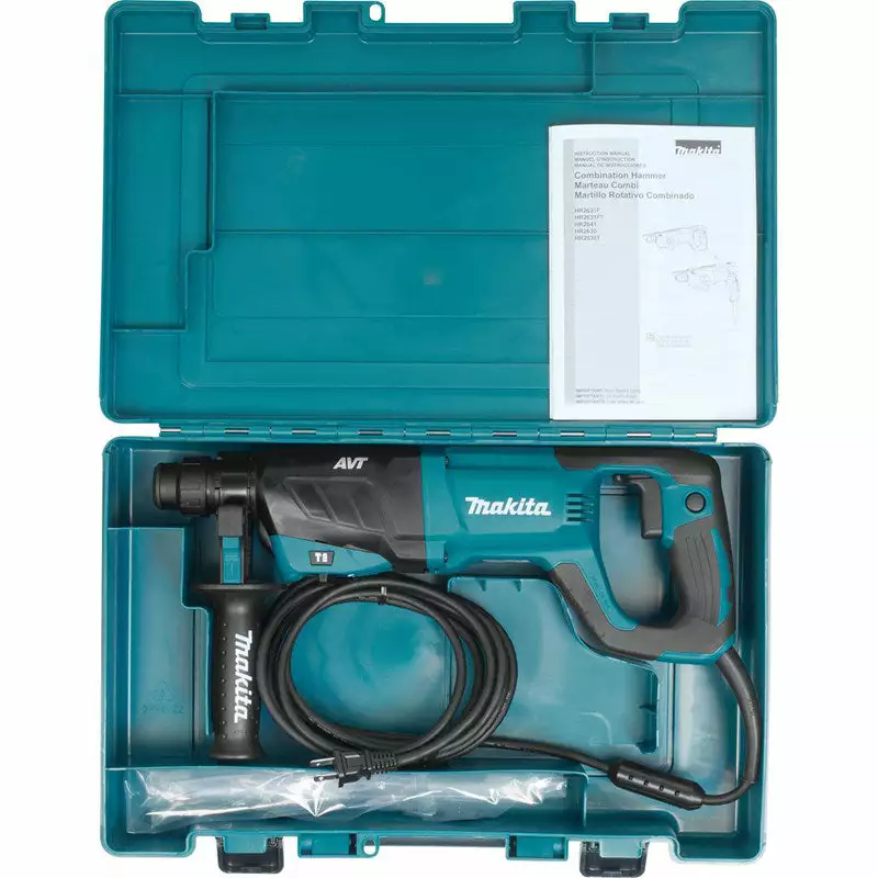 Makita HR2641X1 SDS-PLUS AVT Rotary Hammer With Case And 4-1/2" Angle Grinder Tools & Equipment 4 Makita HR2641X1 SDS-PLUS AVT Rotary Hammer With Case And 4-1/2" Angle Grinder Tools & Equipment