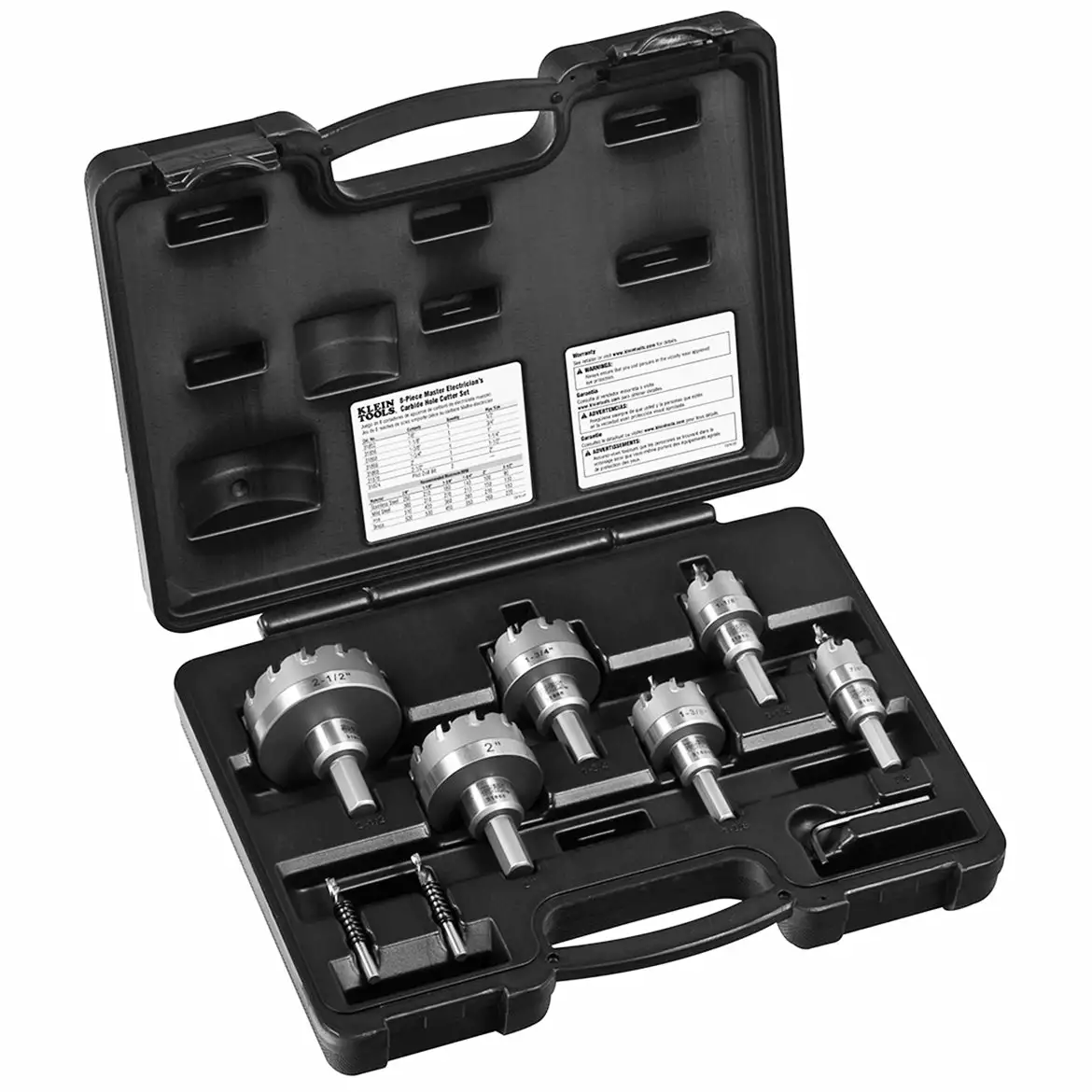 Klein 31873 Master Electricians Split Point Pilot Drill Bit Hole Cutter Kit -8pc Tools & Equipment 3 Klein 31873 Master Electricians Split Point Pilot Drill Bit Hole Cutter Kit -8pc Tools & Equipment