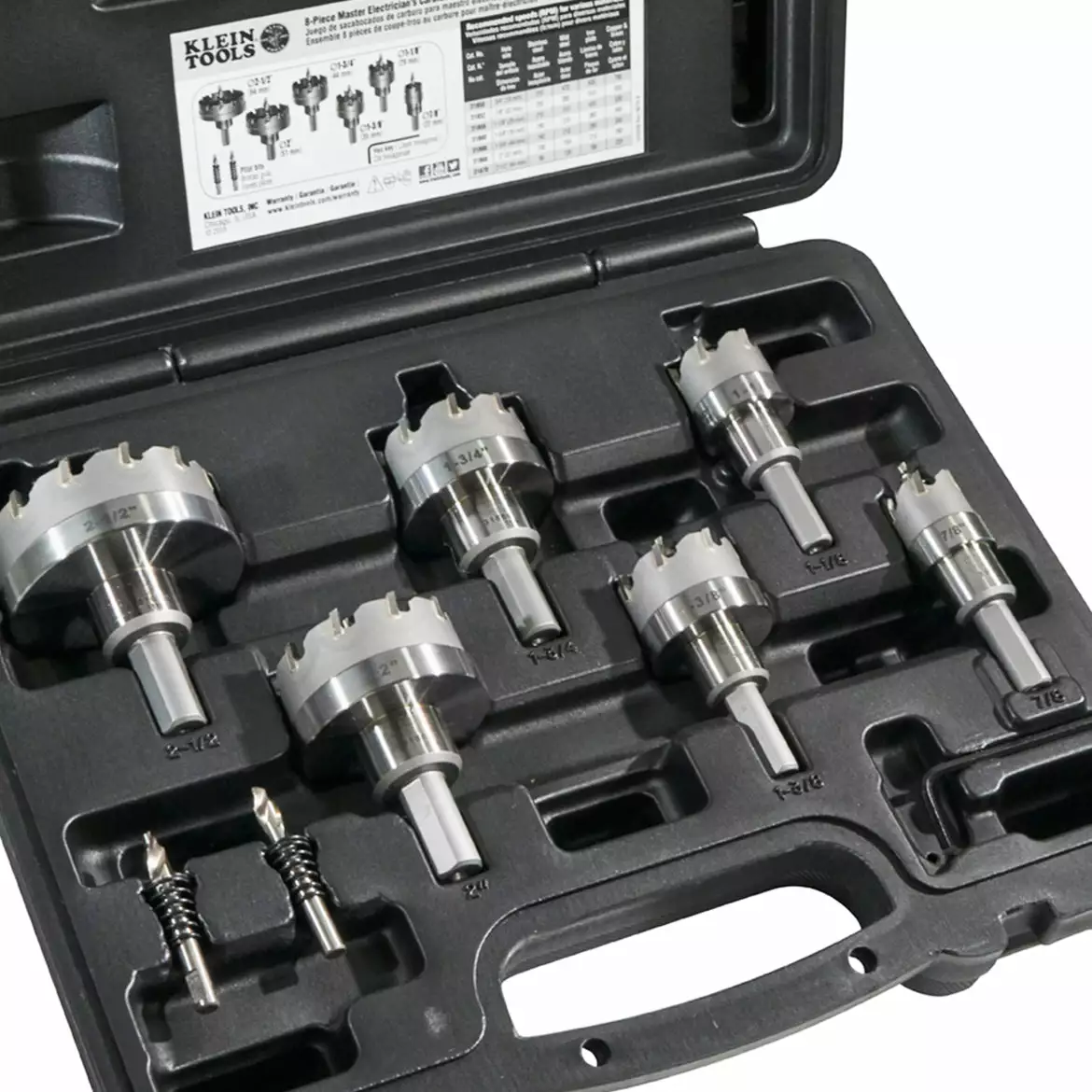 Klein 31873 Master Electricians Split Point Pilot Drill Bit Hole Cutter Kit -8pc Tools & Equipment 5 Klein 31873 Master Electricians Split Point Pilot Drill Bit Hole Cutter Kit -8pc Tools & Equipment