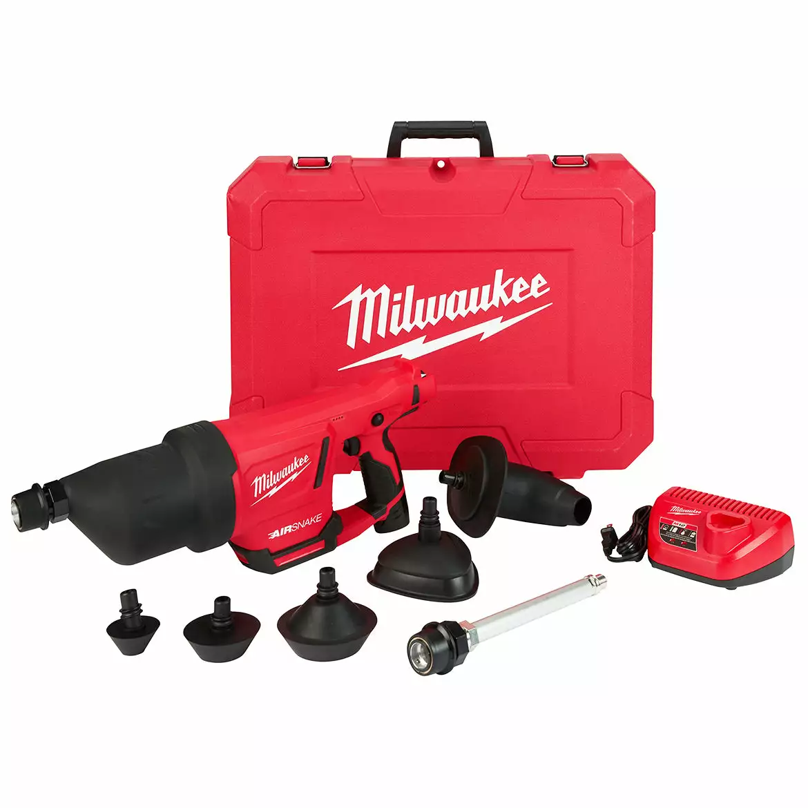 Milwaukee 2572B-21 M12 12V Airsnake Drain Cleaning Air Gun Kit W/ Attachments 3 Milwaukee 2572B-21 M12 12V Airsnake Drain Cleaning Air Gun Kit W/ Attachments