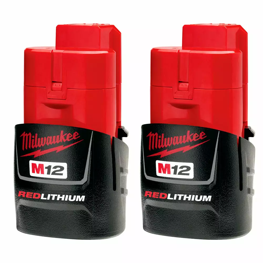 Milwaukee 48-11-2411 M12 12V 1.5Ah REDLITHIUM Compact Battery - 2pk 3 Milwaukee 48-11-2411 M12 12V 1.5Ah REDLITHIUM Compact Battery - 2pk