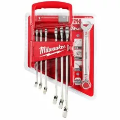 Milwaukee 48-22-9407 7-Piece Standard Open-End Combination Wrench Set Tools & Equipment
