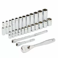Milwaukee 48-22-9504 1/4-Inch Drive Durable Metric Ratchet And Socket Set - 28pc
