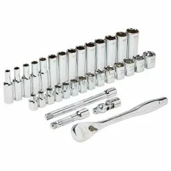 Tools & Equipment Milwaukee 48-22-9508 3/8-Inch Drive Durable Metric Ratchet And Socket Set - 32pc