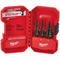 Tools & Equipment Milwaukee 48-89-9221 3-Flat Black Oxide Jam-Free Step Drill Bit Set - 3pc