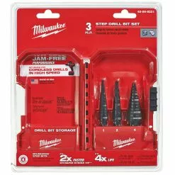 Tools & Equipment Milwaukee 48-89-9221 3-Flat Black Oxide Jam-Free Step Drill Bit Set - 3pc
