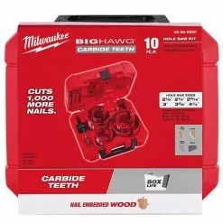 Milwaukee 49-56-9290 10-Piece Big Hawg Hole Carbide Saw Kit W/ Arbor