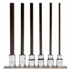 Power Tools Proto J4990-SMXL 3/8-Inch Steel Drive Hex Metric Extra Long Bit Set - 6pc