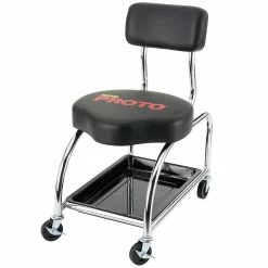 Automotive Proto JFC1010 18-Inch Durable Black/Chrome Heavy-Duty Tool Trolley Stool