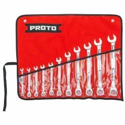 Tools & Equipment Proto JSCV-11SA Spline Combination Reversible Ratcheting Wrench Set - 11pc