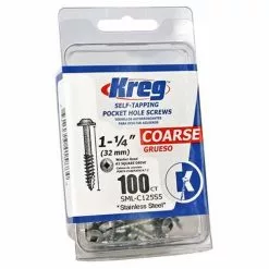 Tools & Equipment Kreg SML-C125S5-100 Pocket Hole Screws 1-1/4", #8 Coarse, Washer Head, 100 Count