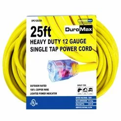 DuroMax XPC12025A 25 Foot 12 Gauge Single Tap Extension Power Cord Generator Accessories