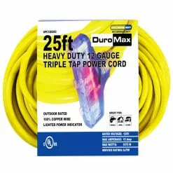 DuroMax XPC12025C 25-Foot 12 Gauge Triple Tap Extension Power Cord Generator Accessories